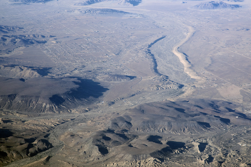 Aerial view of Pipes Wash and Landers, San Bernardino County, California
