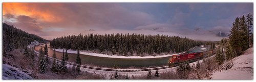 christmas winter snow canada fog train sunrise alberta banff morantscurve