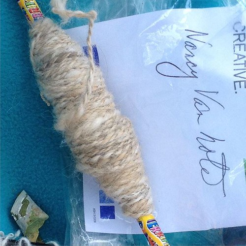 Then I wound the 2-ply yarn back onto a pencil and gave it to its owner.