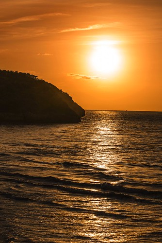 sea orange reflection sunrise coast spain skyclouds