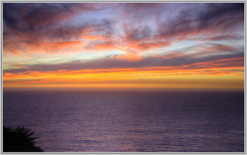 ocean california pink sunset orange yellow clouds pacific hdr raggedpoint