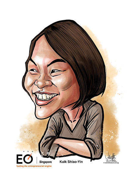 Kuik Shiao-Yin digital caricature for EO Singapore