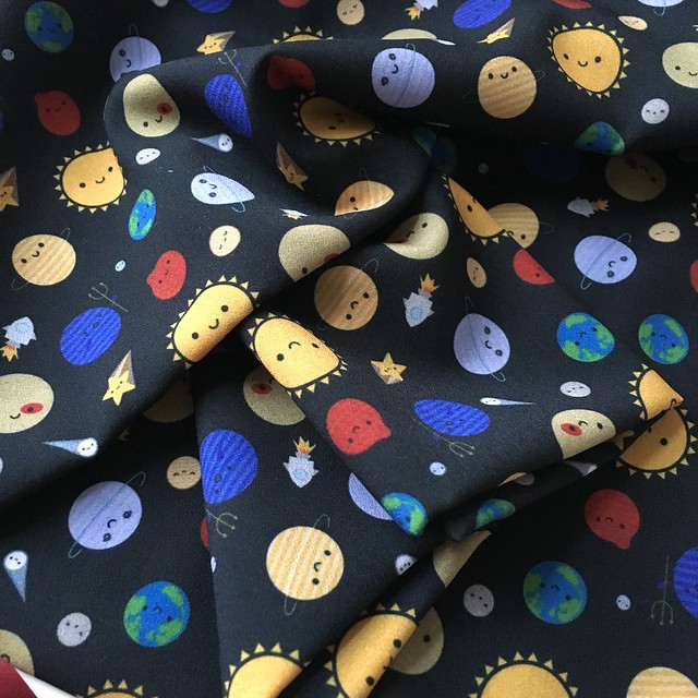 Two yards of lovely silky fabric just arrived! Solar System scarf action happening soon.