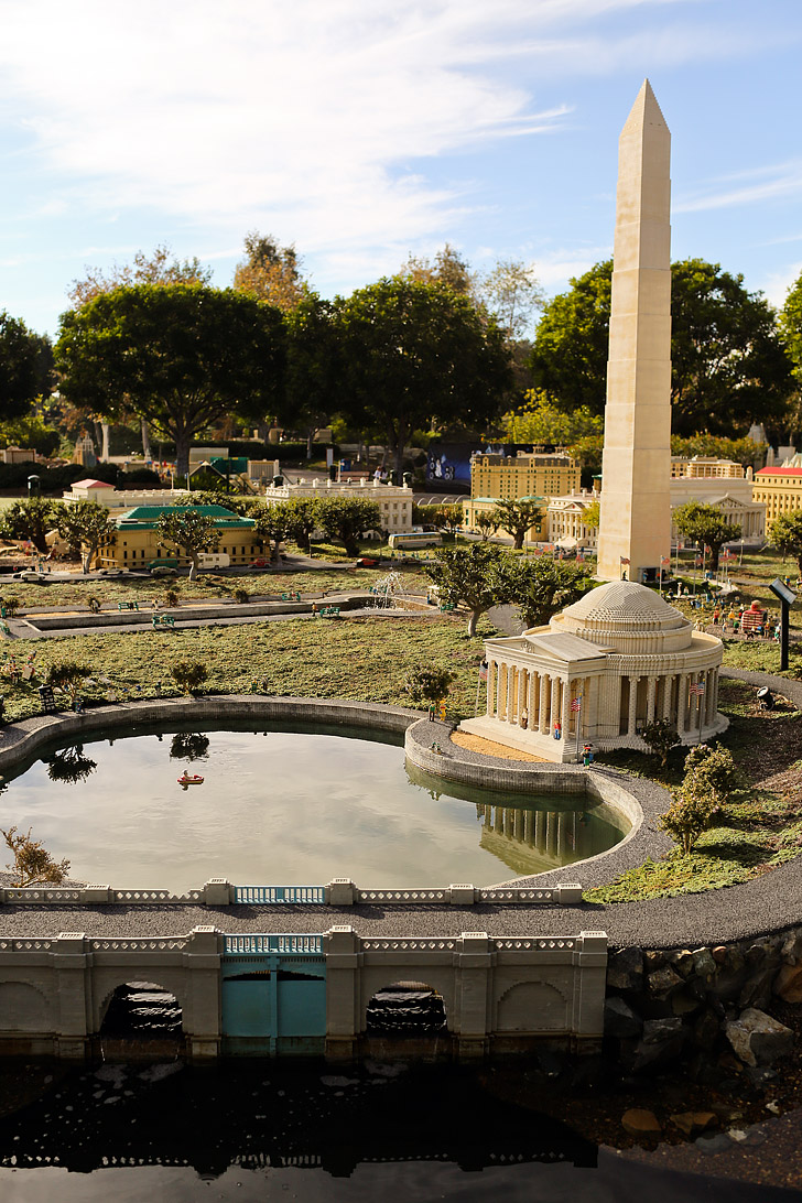 Lego Jefferson Memorial and Washington Monument in Washington DC - Around the World Tour at Legoland California .