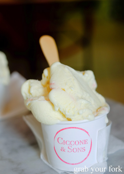 Mascarpone and strawberry gelato at Ciccone & Sons Gelateria, Redfern Sydney food blog review