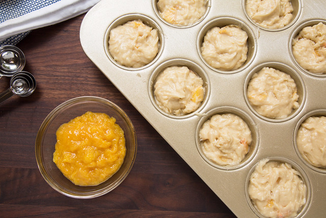 Muffin batter, portioned