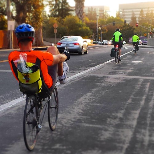 More bikes than cars on Agnew Road,  Santa Clara California #cycling #commute