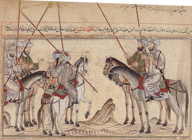 Mohammed exhorting his family before the battle of Badr, from the Jami'al-Tawarikh