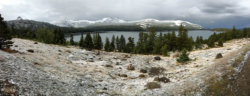 lake panorama sierra snow