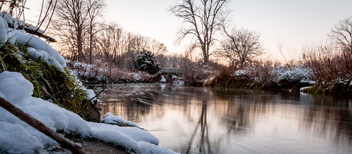 winter sunset water river dusk