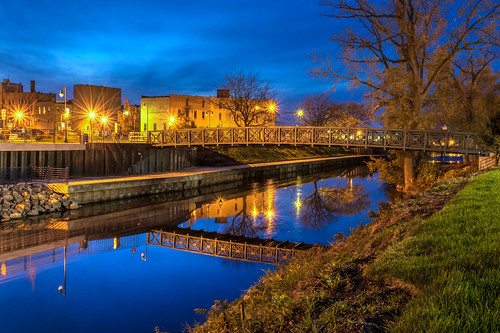 longexposure bridge trees sky flower reflection tree clouds reflections geotagged evening nikon unitedstates footbridge indiana bluehour elkhart hdr elkhartriver nikond5300