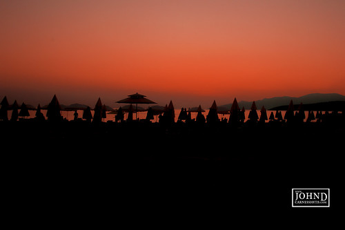 sunset twilight silhouettes mani greece umbrellas stoupa beachumbrellas messinia kalogriabeach