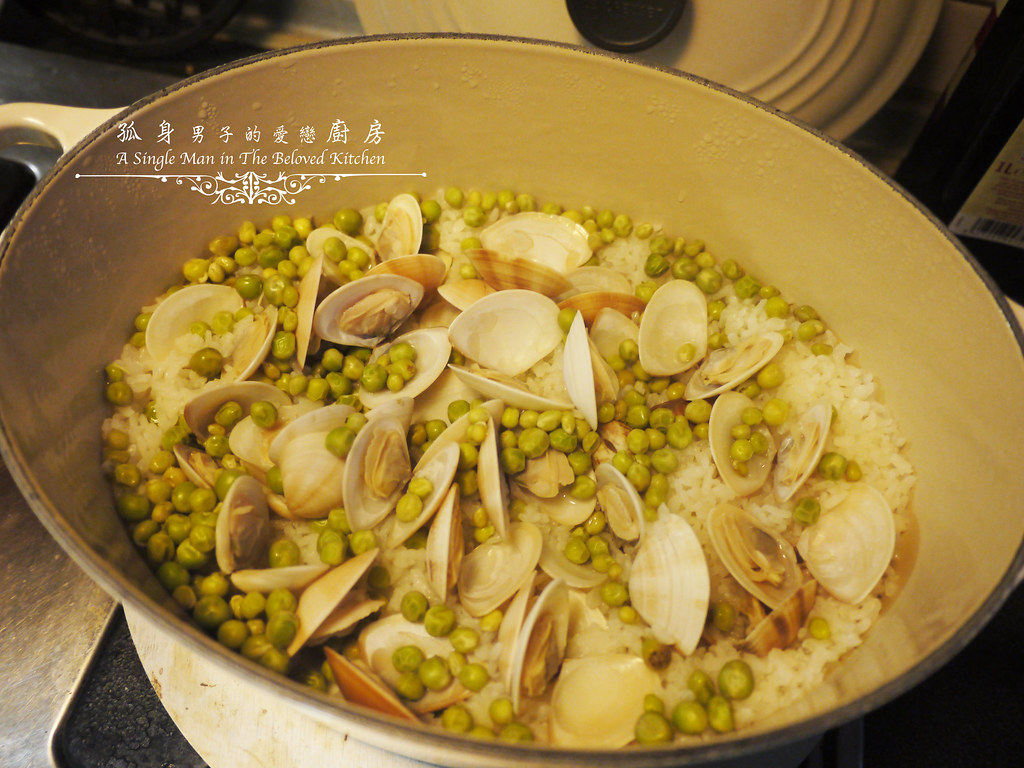 孤身廚房-海瓜子豌豆炊飯。《LE CREUSET鑄鐵鍋飯料理》試做17