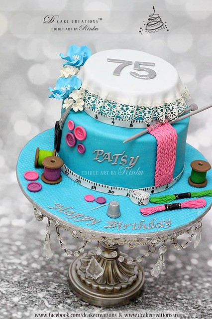 Needle Work & Knitted Embroidery Theme Cake by D Cake Creations