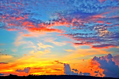 blue sunset red sky orange sun white chattanooga beautiful yellow clouds flickr glow tn horizon fluffy ripples rays