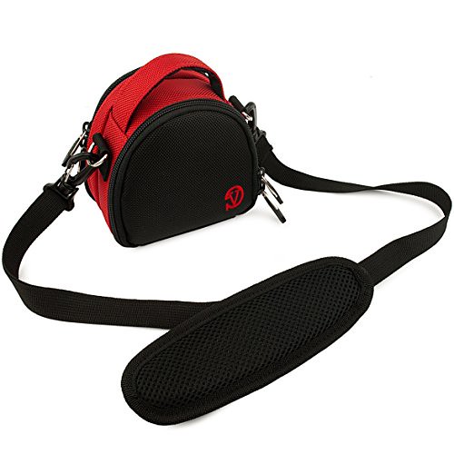 Red VG Mini Laurel Compact Nylon Carrying Pouch with Removable Shoulder Strap for Nikon Coolpix S01 / S6400 / P310 / L26 / S3300 / S4300 / S6300 / S100 / S8200 / S6200 / P300 / S6100 / S4100 / S3100 / L24 / S8100 / S80 / S1100pj / S5100 / S3000 / S4000 /