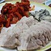Old school Bossam. Pork, sweet fruity fresh kimchi, raw oysters. 옛날보쌈. 돼지고기, 생김치, 생굴. ^^