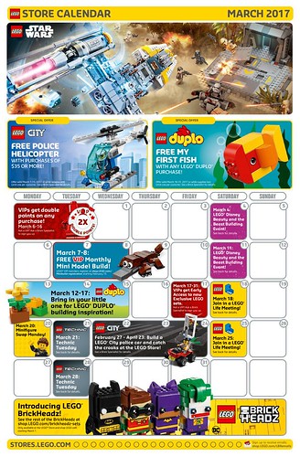LEGO March 2017 Store Calendar