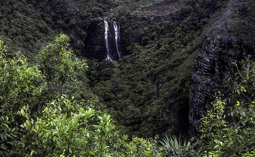 wailuafalls kauai hawaii wialuariver waterfall falls water doublefalls vegetation plants cliffs scenic landscape woodchuckiam