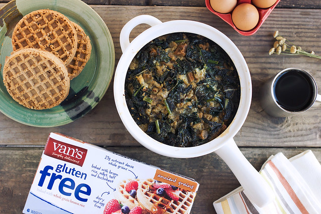 Sausage and Kale Waffle Stratta {gluten-free and dairy-free}