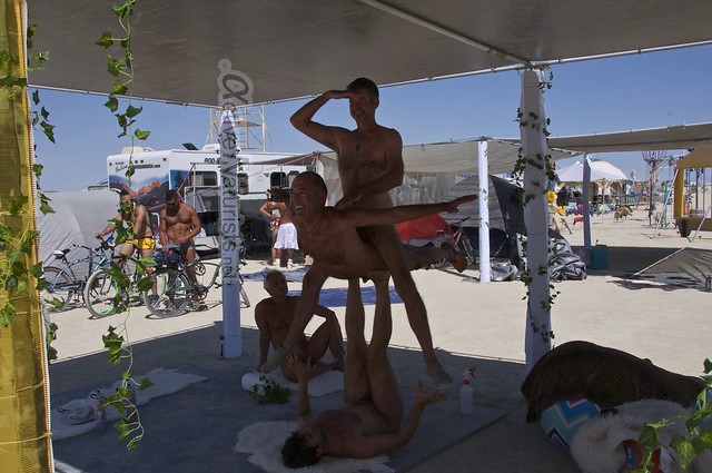 naturist acro-yoga gymnasium 0019 Burning Man 2015, Black Rock City, Nevada, USA