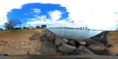 Honolulu Harbor and Downtown Honolulu from the Sand Island State Recreation Area - a 360° Equirectangular VR