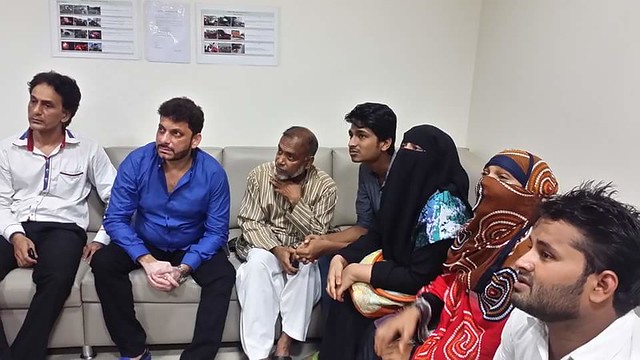 MIM MLA Waris Pathan (in Blue Shirt) meeting family of Yaqub Shaikh
