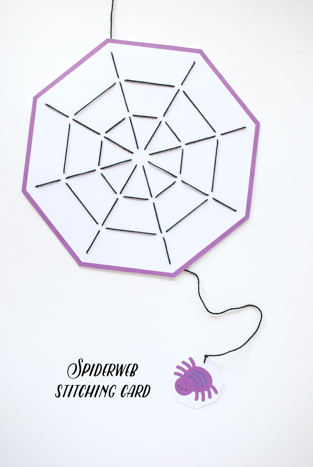 Printable Octagon Spiderweb Stitching Card
