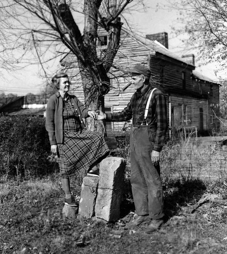 county wood trees ohio people woman house man film hat stone farmhouse fence collier early photo george log shoes couple dress adams box daniel steps overalls siding residence bushes chimneys humans dilapidated township cornice osman dwelling harriett 1802 tiffin ca1955