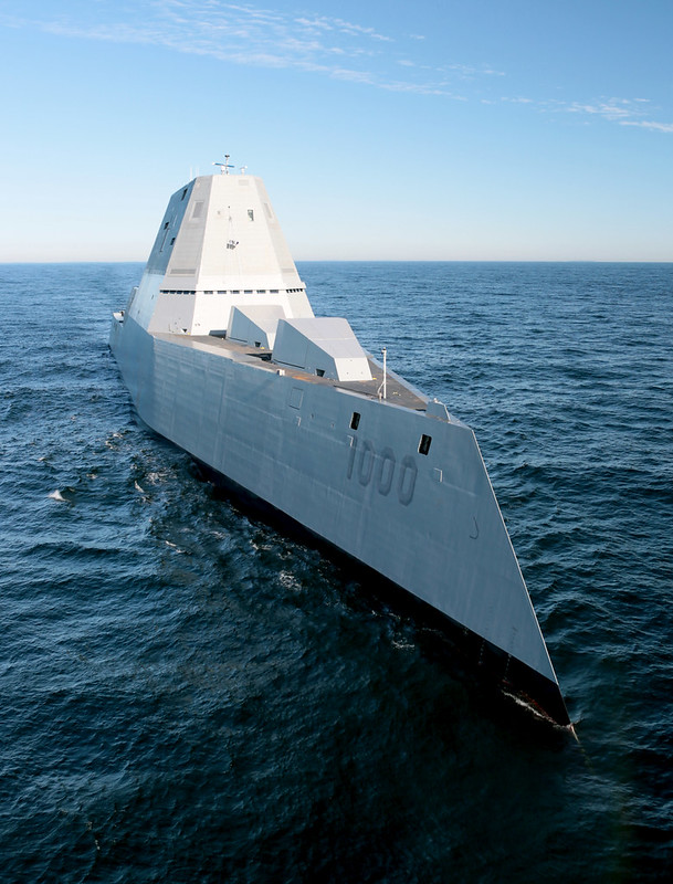 Future USS Zumwalt's first underway at sea