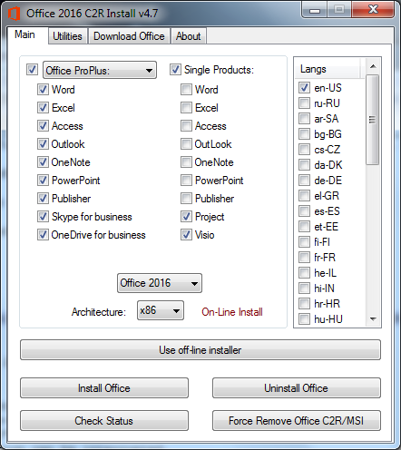 Office 2013-2021 C2R Install v7.6.2 free download