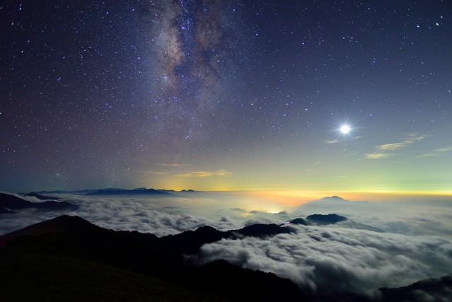 Moon and Galaxy, Mountain Hehuan,合歡山,台灣