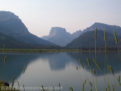 Morning sun and haze over Lower Green River Lake. Someday, I've got to go back when there isn't so much smoke in the air! Wind River Range, Wyoming
