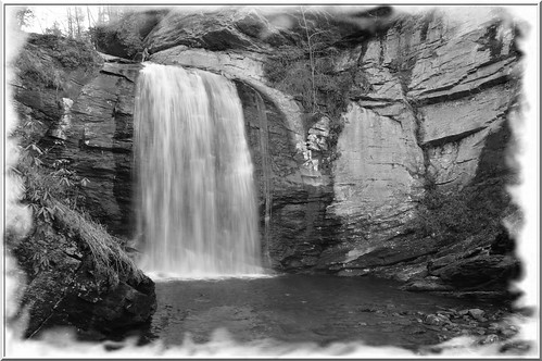 waterfall lookingglassfalls water stones rocks man black white bw nikon d3200 phixe