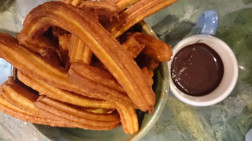 Churros with Chocolate-Dulce de Leche Dip