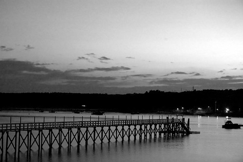 sunset sky blackandwhite reflection water dock maine wiscasset edgecomb