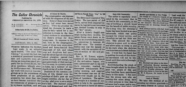Sophronia Valentine Hanes Milstead Colfax Chronicle murder suicide dec 5 1914 - Copy