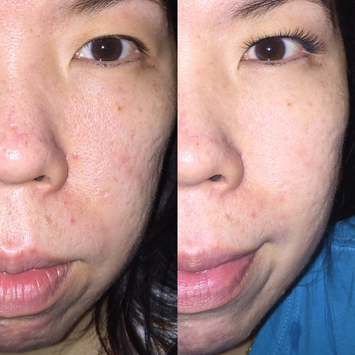 Before left, after right using the body shop oils of life 14 days