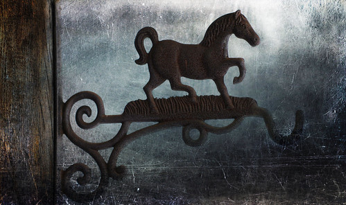 horse art texture post rustic rusty pony hook