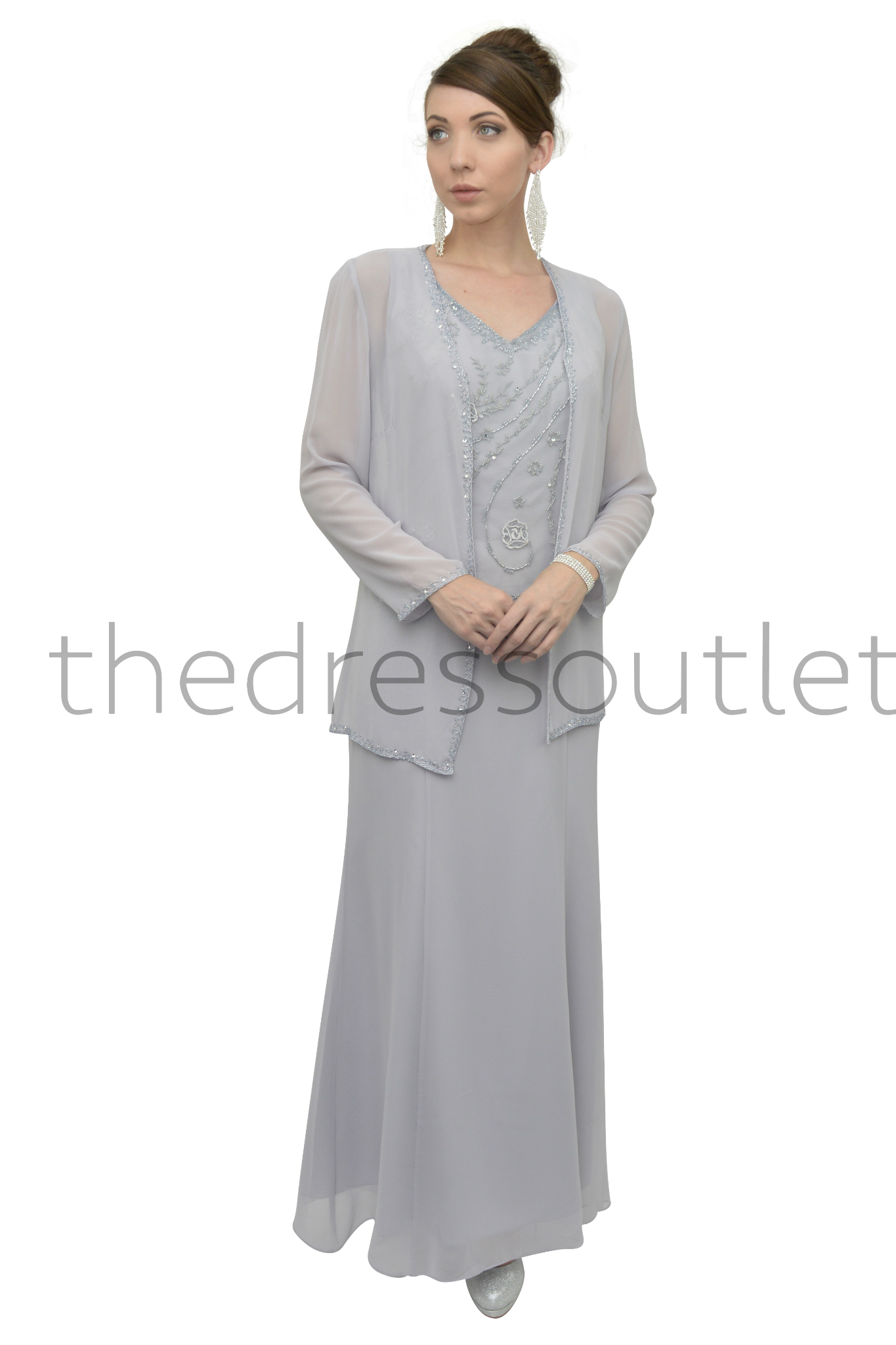 Formal Modest Mother Of The Bride Groom Dress Jacket Chiffon Plus Size ...