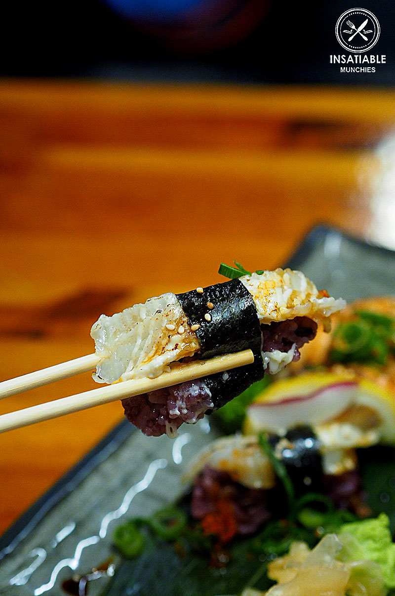 Sydney Food Blog Review of Tamagta Ya, Neutral Bay: Grilled Engawa and Grilled Salmon Nigiri, $12.80