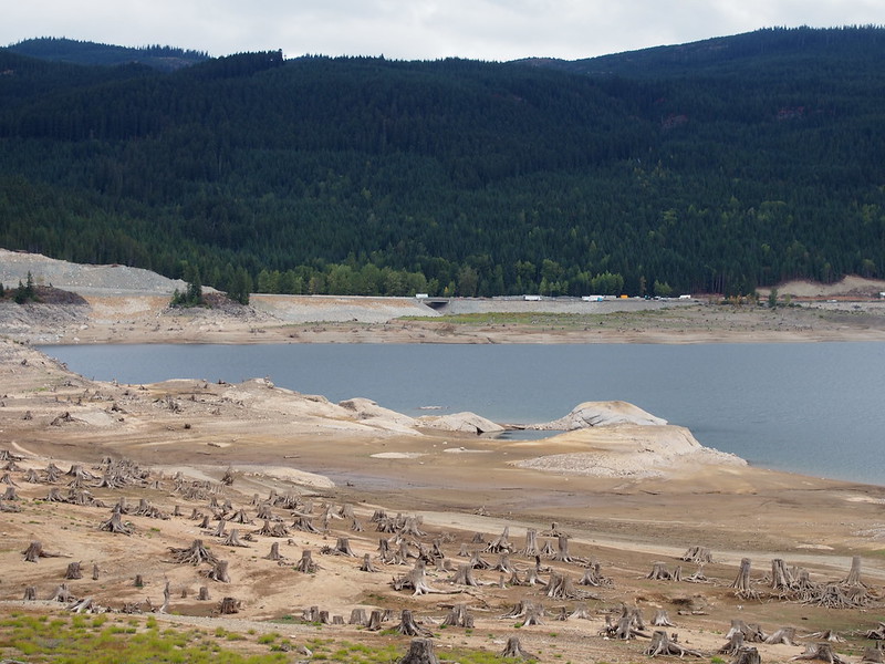 Low water at Keechelus Lake: There were many tell-tale signs showing a low water level at this reservoir.
