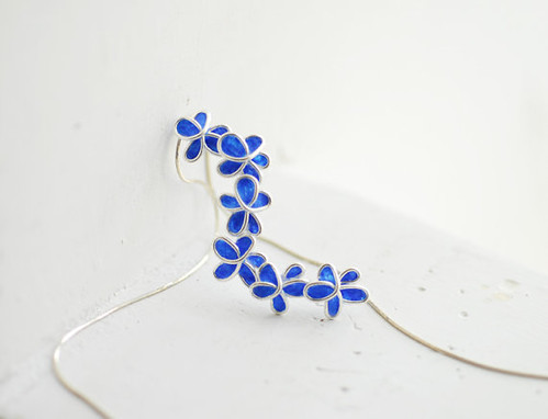 Royal Blue Forget Me Not Flower Necklace