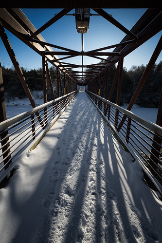 shadows sunrise bridge grandriver ontario canada ice elora markheine snow ca