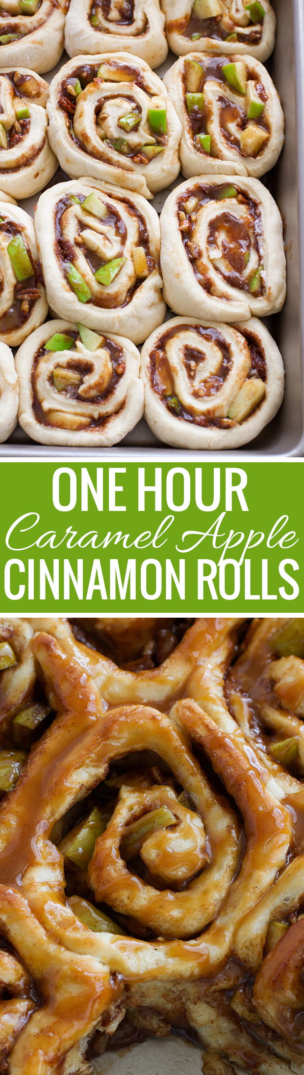 Caramel Apple Cinnamon Rolls - Ready in 1 Hour and so good! Perfect for apple season! #cinnamonrolls #onehourcinnamonrolls #breakfastrolls | Littlespicejar.com @littlespicejar