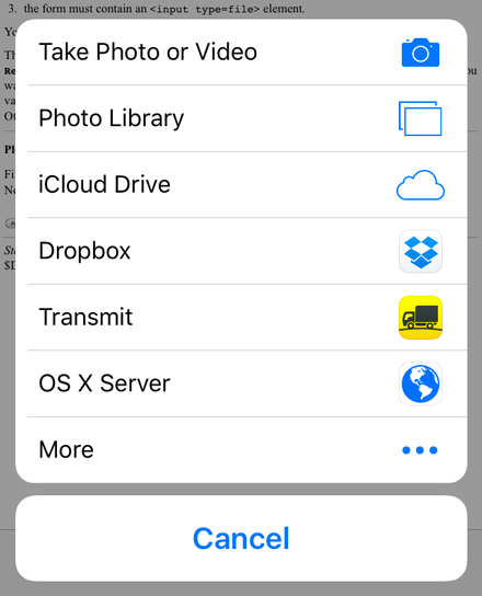 File upload in iOS 9
