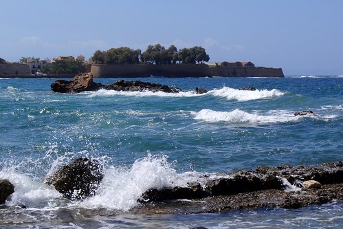 travel blue sea summer holiday seascape hot water landscape mediterranean waves greece crete hania xania chania