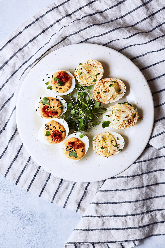 Probiotic Deviled Eggs // Eggs with Culture Two Ways: Sauerkraut and Kimchi