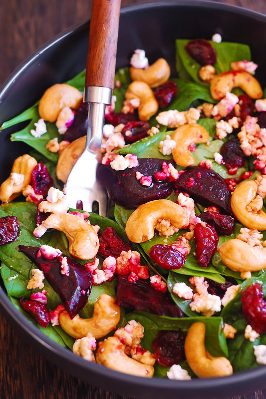 Beet Salad with Spinach, Cashews, and Goat Cheese - Julia's Album