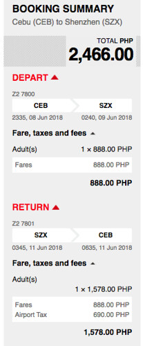 Cebu to Shenzhen AirAsia Promo Roundtrip